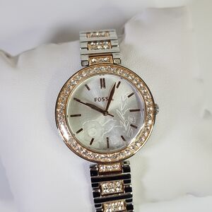 Fossil Watch Karli Crystal Rose Women's Silver and Gold